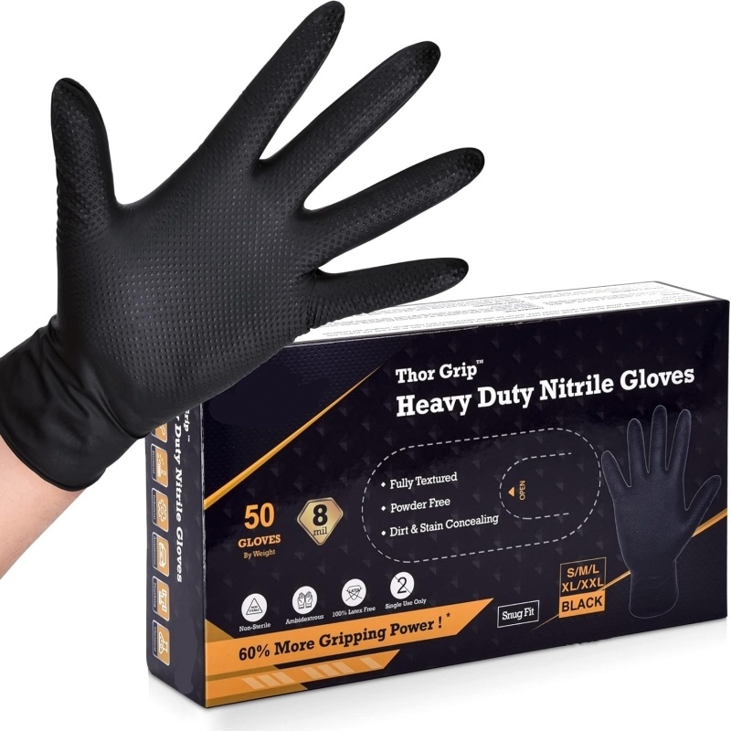 Nitrile Mechanic Glove - Gants en Nitrile noir robuste, 10/30/50